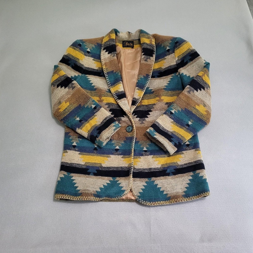 VTG David Paul Southwest Aztec Print Blanket Blazer Jacket Women's Size M